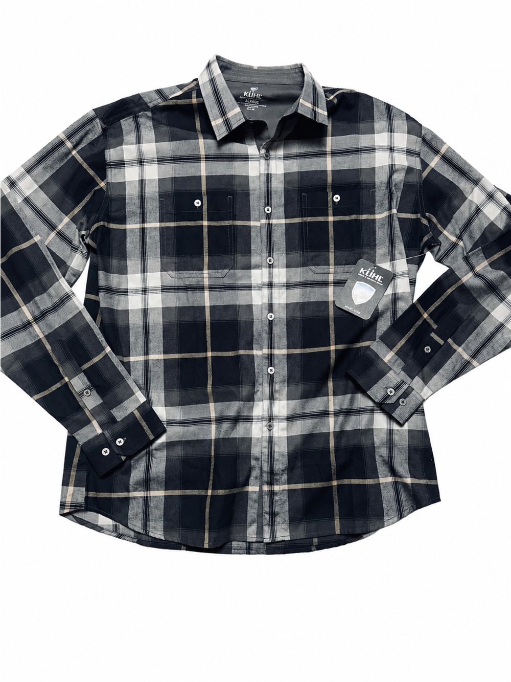 Kuhl XL Plaid Button Down Shirt NWT Cotton Tencel Outdoor Hiking Workwear